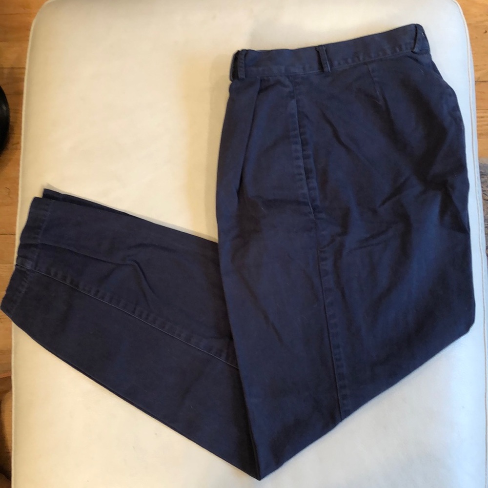 Structure mens’ pleated navy cotton pants